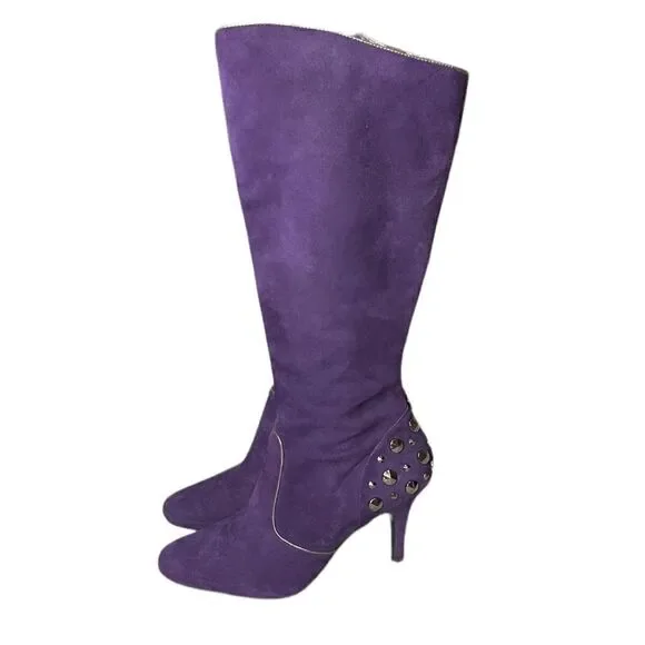 Donald J. Pliner Studded Suede High Heel Boots